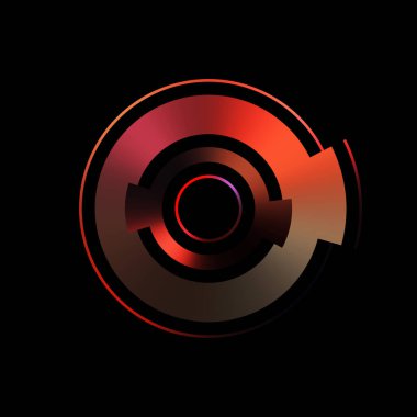 Gelecekçi hud arayüzü elementi. Soyut geometrik arkaplan. Dijital teknolojinin grafiksel çizimi siyah arkaplanda izole edildi..