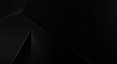 Lüks minimalist tasarım. Fütürist şablon. Karanlık elementleri olan birinci sınıf soyut duvar kâğıdı. Zarif bir zemin. Siyah üç boyutlu geometrik arkaplan. Poster, broşür, sunum için tasarım.