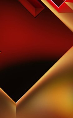 Geometrik dinamik şekiller. Gölgeli teknoloji dijital şablonu ve gradyan arka planda ışıklar. Modern basit geometrik renk gradyanı soyut arkaplan. 3B illüstrasyon. 