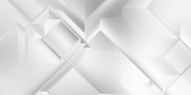 Beyaz 3d geometrik arka plan. Karanlık elementleri olan birinci sınıf soyut duvar kâğıdı. Poster, broşür, sunum ve web sitesi için özel tasarım. Moda lüks minimalist tasarım. Geometrik şablon. 