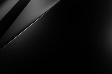 Geometrik katmanlı 3 boyutlu siyah arkaplan. Soyut koyu fütüristik duvar kağıdı. Zarif, parlak çizgili arka plan. Poster, broşür, sunum ve web sitesi için geometrik şablon tasarımı.