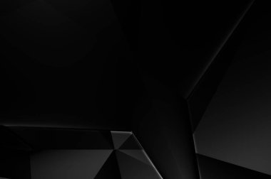 Lüks minimalist tasarım. Fütürist şablon. Karanlık elementleri olan birinci sınıf soyut duvar kâğıdı. Zarif bir zemin. Siyah üç boyutlu geometrik arkaplan. Poster, broşür, sunum için tasarım.