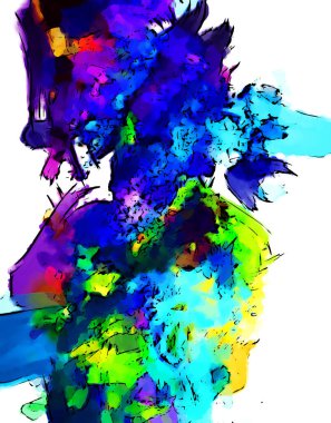 Mürekkep ve fosforlu kalemler yaratıcı çizimler. Beyaz arka planda boyama. El çizimi soyut renk dokuları. Poster, kart, davetiye, pankart, broşür, broşür için tasarım. Boyalı fırça darbeleri