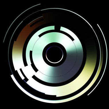 Gelecekçi hud arayüzü elementi. Soyut geometrik arkaplan. Dijital teknolojinin grafiksel çizimi siyah arkaplanda izole edildi..