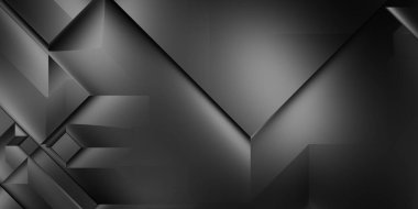 Siyah üç boyutlu geometrik arkaplan. Moda lüks minimalist tasarım. Geometrik şablon. Karanlık elementleri olan birinci sınıf soyut duvar kâğıdı. Poster, broşür, sunum, web sitesi için özel tasarım.
