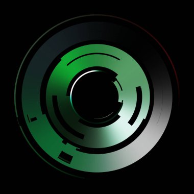 Gelecekçi hud arayüzü elementi. Soyut geometrik arkaplan. Dijital teknolojinin grafiksel çizimi siyah arkaplanda izole edildi..