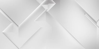 Beyaz 3d geometrik arka plan. Karanlık elementleri olan birinci sınıf soyut duvar kâğıdı. Poster, broşür, sunum ve web sitesi için özel tasarım. Moda lüks minimalist tasarım. Geometrik şablon. 