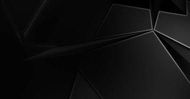 Lüks minimalist tasarım. Fütürist şablon. Karanlık elementleri olan birinci sınıf soyut duvar kâğıdı. Zarif bir zemin. Siyah üç boyutlu geometrik arkaplan. Poster, broşür, sunum için tasarım.