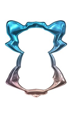 Üç boyutlu metalik illüstrasyon. Beyaz arka planda izole edilmiş fantezi çerçevesi. Davetiyeler, posterler, menü, hatıra defteri ve sunum için mükemmel. Metnin için şablon.