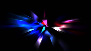 Parlayan ışıkları hareket ettirmenin havalı arka planı. Tasarımınız için canlı renkli bir portal şablonu. Işık ışınları ve hareket halindeki ışıldayan parçacıklar bir solucan deliği şekli oluşturuyor..