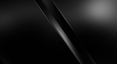 Geometrik katmanlı 3 boyutlu siyah arkaplan. Soyut koyu fütüristik duvar kağıdı. Zarif, parlak çizgili arka plan. Poster, broşür, sunum ve web sitesi için geometrik şablon tasarımı.