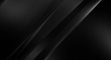 Geometrik katmanlı 3 boyutlu siyah arkaplan. Soyut koyu fütüristik duvar kağıdı. Zarif, parlak çizgili arka plan. Poster, broşür, sunum ve web sitesi için geometrik şablon tasarımı.