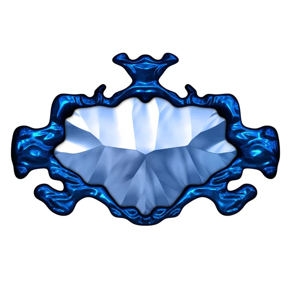 Beyaz arka planda izole bir mücevher. Mücevherli bir fantezi mücevherin 3 boyutlu görüntüsü. Masal elementi. Lüks grafik duvar kağıdı.