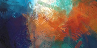 Soyut arkaplanda pürüzlü fırça darbeleri. Fırça boyası. Renkli boya darbeleri. Eşsiz duvar sanatı. Tuvaldeki modern sanat. Renkli çağdaş sanat eserleri.