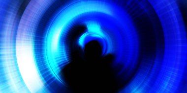 Parlayan neon ışıkları. Parlak sunum tasarım şablonu. Fotoğraf makinesi konsepti. Soyut arkaplan. Dönen ışık ışınları. Hareketli kavramsal duvar kağıdı. Grafik dijital illüstrasyon. 