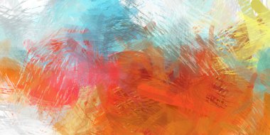 Soyut arkaplanda pürüzlü fırça darbeleri. Fırça boyası. Renkli boya darbeleri. Eşsiz duvar sanatı. Tuvaldeki modern sanat. Renkli çağdaş sanat eserleri.