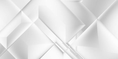 Beyaz 3d geometrik arka plan. Karanlık elementleri olan birinci sınıf soyut duvar kâğıdı. Poster, broşür, sunum ve web sitesi için özel tasarım. Moda lüks minimalist tasarım. Geometrik şablon. 