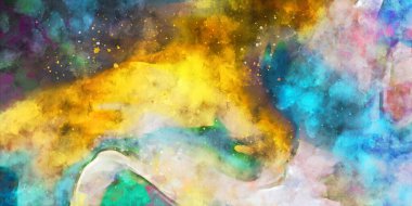 Kova desenli illüstrasyon. Çağdaş ve modern doku. Soyut renk boyama arka planı. Yaratıcı ve sanatsal duvar kağıdı. Fırçalanmış şekilleri ve lekeleri olan sanatsal duvar..