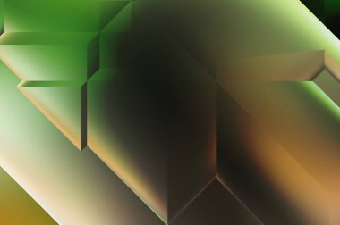 Geometrik dinamik şekiller. Gölgeli teknoloji dijital şablonu ve gradyan arka planda ışıklar. Modern basit geometrik renk gradyanı soyut arkaplan. 3B illüstrasyon. 