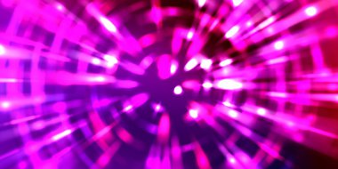 Parlayan ışıkları hareket ettirmenin havalı arka planı. Tasarımınız için canlı renkli bir portal şablonu. Işık ışınları ve hareket halindeki ışıldayan parçacıklar bir solucan deliği şekli oluşturuyor..