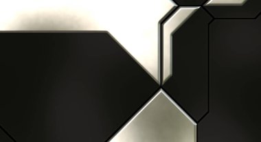 Üç boyutlu metalik doku. Uzay gemisi desenli yüzey. Aydınlık ve karanlık paneller. Fütürist soyut duvar kağıdı. Geometrik teknolojik yansıtıcı arkaplan.