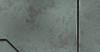 Gelecekçi kavramsal tasarım arka planı. Uzay gemisi desenli duvar kağıdı. Fırçalanmış teknoloji şablonu yüzeyi. Üç boyutlu illüstrasyon. SciFi panelleri duvar.