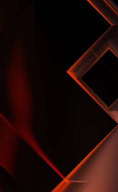 Geometrik dinamik şekiller. Gölgeli teknoloji dijital şablonu ve gradyan arka planda ışıklar. Modern basit geometrik renk gradyanı soyut arkaplan. 3B illüstrasyon. 