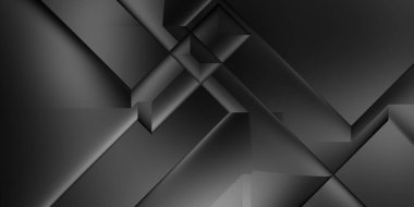 Siyah üç boyutlu geometrik arkaplan. Moda lüks minimalist tasarım. Geometrik şablon. Karanlık elementleri olan birinci sınıf soyut duvar kâğıdı. Poster, broşür, sunum, web sitesi için özel tasarım.
