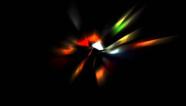 Parlayan ışıkları hareket ettirmenin havalı arka planı. Tasarımınız için canlı renkli bir portal şablonu. Işık ışınları ve hareket halindeki ışıldayan parçacıklar bir solucan deliği şekli oluşturuyor..