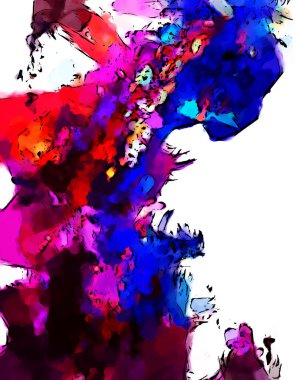 Mürekkep ve fosforlu kalemler yaratıcı çizimler. Beyaz arka planda boyama. El çizimi soyut renk dokuları. Poster, kart, davetiye, pankart, broşür, broşür için tasarım. Boyalı fırça darbeleri