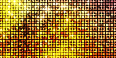 Parlayan ışıklar siyah arka planda parti izleri. Sahne veya stadyum ışıklarının dijital illüstrasyonu. Parlak desenli duvar kağıdı. Sahne ışıkları ile renkli ışıkların ihtişamlı arkaplanı.