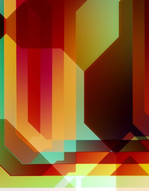 Geometrik arkaplan minimalist tasarımı. Bir teknoloji planının dijital illüstrasyonu. Fütürist şablon arkaplanı. Renkli ve canlı geometrik şekiller katmanları var. Soyut yaratıcı konsept duvar kağıdı.