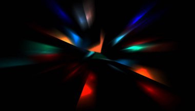 Parlayan ışıkları hareket ettirmenin havalı arka planı. Tasarımınız için canlı renkli bir portal şablonu. Işık ışınları ve hareket halindeki ışıldayan parçacıklar bir solucan deliği şekli oluşturuyor..