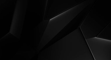 Lüks minimalist tasarım. Fütürist şablon. Karanlık elementleri olan birinci sınıf soyut duvar kâğıdı. Zarif bir zemin. Siyah üç boyutlu geometrik arkaplan. Poster, broşür, sunum için tasarım.