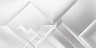 Beyaz 3d geometrik arka plan. Karanlık elementleri olan birinci sınıf soyut duvar kâğıdı. Poster, broşür, sunum ve web sitesi için özel tasarım. Moda lüks minimalist tasarım. Geometrik şablon. 