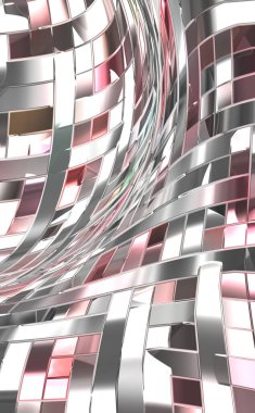 Metalik panel dokusunun 3 boyutlu çizimi. Renkli, parlak, soyut duvar kağıdı. Geometrik teknolojik parlak yansıtıcı arka plan. Yaratıcı parlak kavramsal arkaplan.