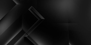 Siyah üç boyutlu geometrik arkaplan. Moda lüks minimalist tasarım. Geometrik şablon. Karanlık elementleri olan birinci sınıf soyut duvar kâğıdı. Poster, broşür, sunum, web sitesi için özel tasarım.