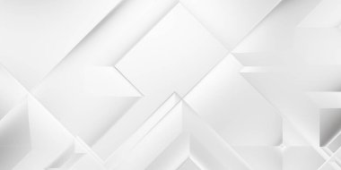 Beyaz 3d geometrik arka plan. Karanlık elementleri olan birinci sınıf soyut duvar kâğıdı. Poster, broşür, sunum ve web sitesi için özel tasarım. Moda lüks minimalist tasarım. Geometrik şablon. 