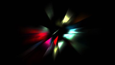 Parlayan ışıkları hareket ettirmenin havalı arka planı. Tasarımınız için canlı renkli bir portal şablonu. Işık ışınları ve hareket halindeki ışıldayan parçacıklar bir solucan deliği şekli oluşturuyor..