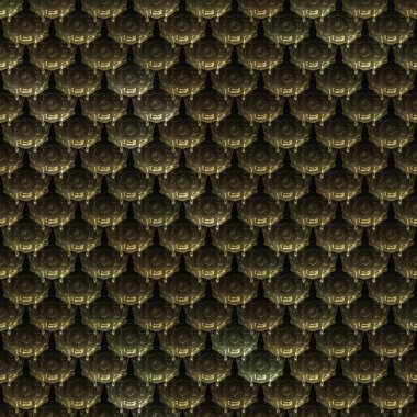 Kusursuz Fantezi Zırh dokusu. Üç boyutlu illüstrasyon. Metalik desen. Metal plakalar arka planda. Ortaçağ duvar kağıdı. Kalıplaşmış zırh yüzeyi