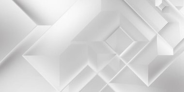 Beyaz 3d geometrik arka plan. Karanlık elementleri olan birinci sınıf soyut duvar kâğıdı. Poster, broşür, sunum ve web sitesi için özel tasarım. Moda lüks minimalist tasarım. Geometrik şablon. 
