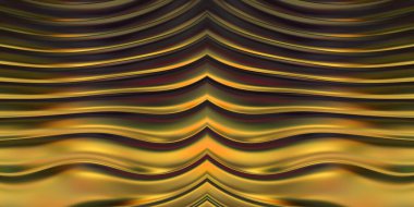 Renkli dalgalı yansıtıcı duvar kağıdının üç boyutlu çizimi. Duvar kağıdı, afiş, arkaplan, kart, kitap kapağı veya web sitesi için grafiksel illüstrasyon. Soyut parlak arkaplan.