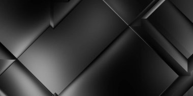 Siyah üç boyutlu geometrik arkaplan. Moda lüks minimalist tasarım. Geometrik şablon. Karanlık elementleri olan birinci sınıf soyut duvar kâğıdı. Poster, broşür, sunum, web sitesi için özel tasarım.