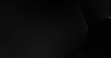 Lüks minimalist tasarım. Fütürist şablon. Karanlık elementleri olan birinci sınıf soyut duvar kâğıdı. Zarif bir zemin. Siyah üç boyutlu geometrik arkaplan. Poster, broşür, sunum için tasarım.