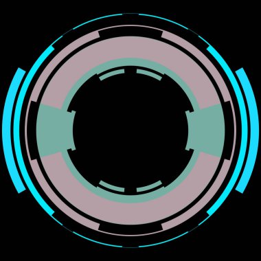 Fütürist dairesel gövde arayüzü elementi. Soyut çember geometrik arkaplan. Dijital teknolojinin grafiksel çizimi.