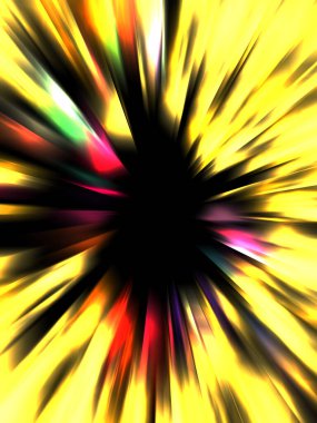 Siyah arkaplanda izole edilmiş dinamik ışık ışınları. Parlayan renkli ışık parçacıklarının grafiksel 2d çizimi.