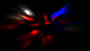 Parlayan ışıkları hareket ettirmenin havalı arka planı. Tasarımınız için canlı renkli bir portal şablonu. Işık ışınları ve hareket halindeki ışıldayan parçacıklar bir solucan deliği şekli oluşturuyor..