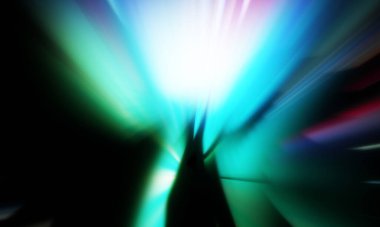 Siyah zemin üzerinde ışık parçacığı izleri. Parlayan parçacıkları ve çizgileri olan ışık patlaması yıldızı. Güzel hareketli soyut ışınlar duvar kağıdı. Renkli Patlama grafiği. Işık ışınlarının patlaması. 