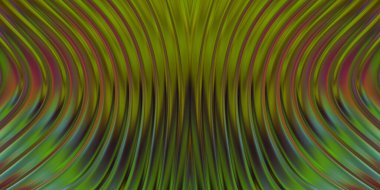 Renkli dalgalı yansıtıcı duvar kağıdının üç boyutlu çizimi. Duvar kağıdı, afiş, arkaplan, kart, kitap kapağı veya web sitesi için grafiksel illüstrasyon. Soyut parlak arkaplan.