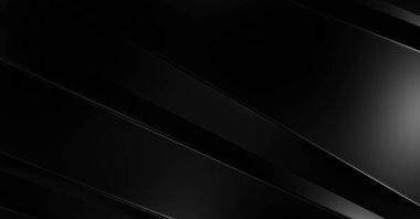 Geometrik katmanlı 3 boyutlu siyah arkaplan. Soyut koyu fütüristik duvar kağıdı. Zarif, parlak çizgili arka plan. Poster, broşür, sunum ve web sitesi için geometrik şablon tasarımı.